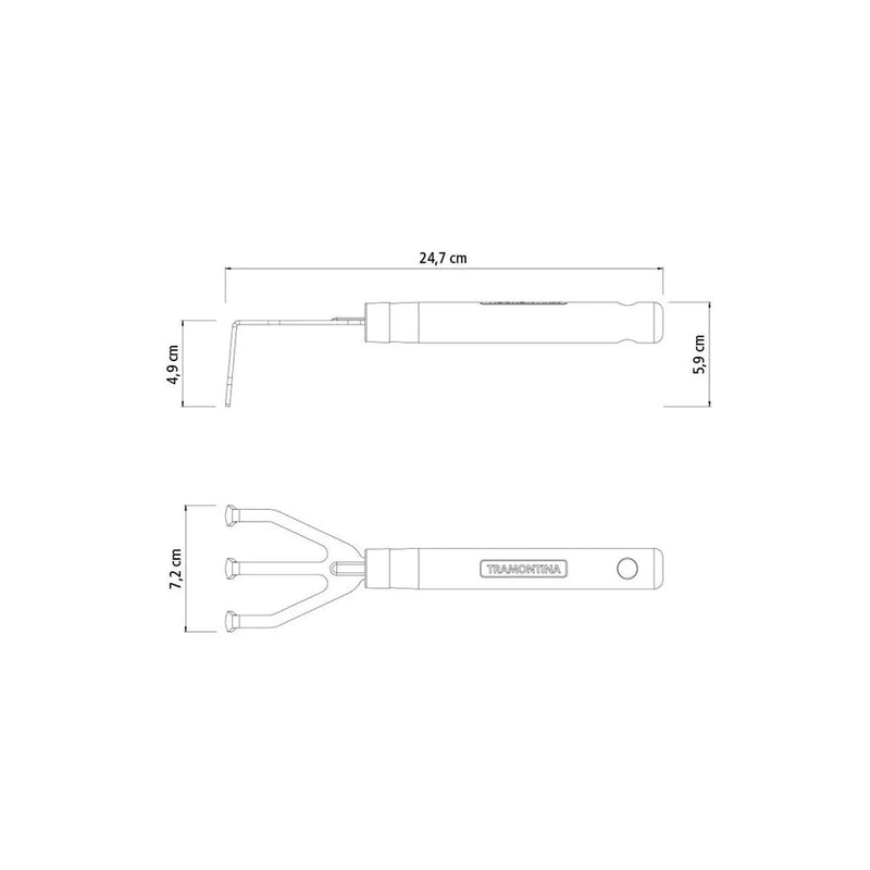 Ancinho Metálico para Jardinagem - 3 Dentes com Cabo de Madeira